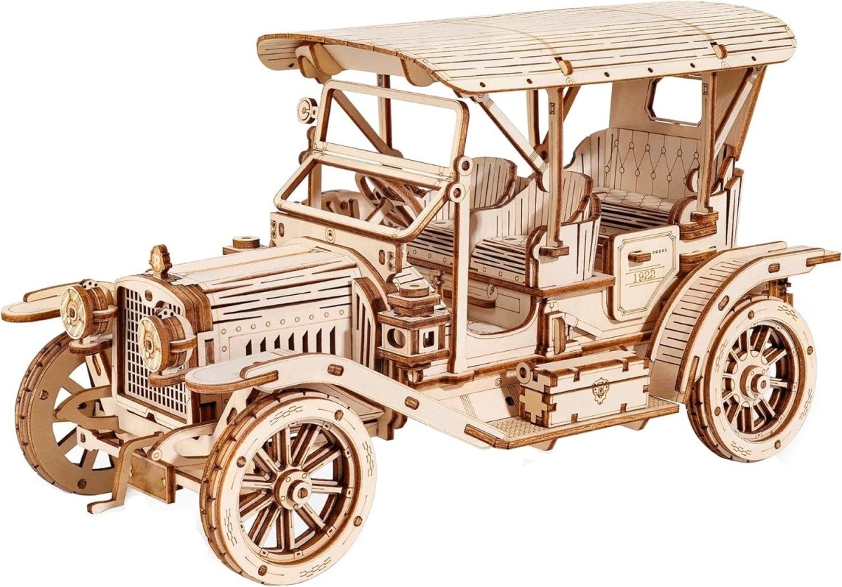 Vintage Car 3D Wooden Puzzle Model Kit DIY Mechanical Craft Gift - Kwikley