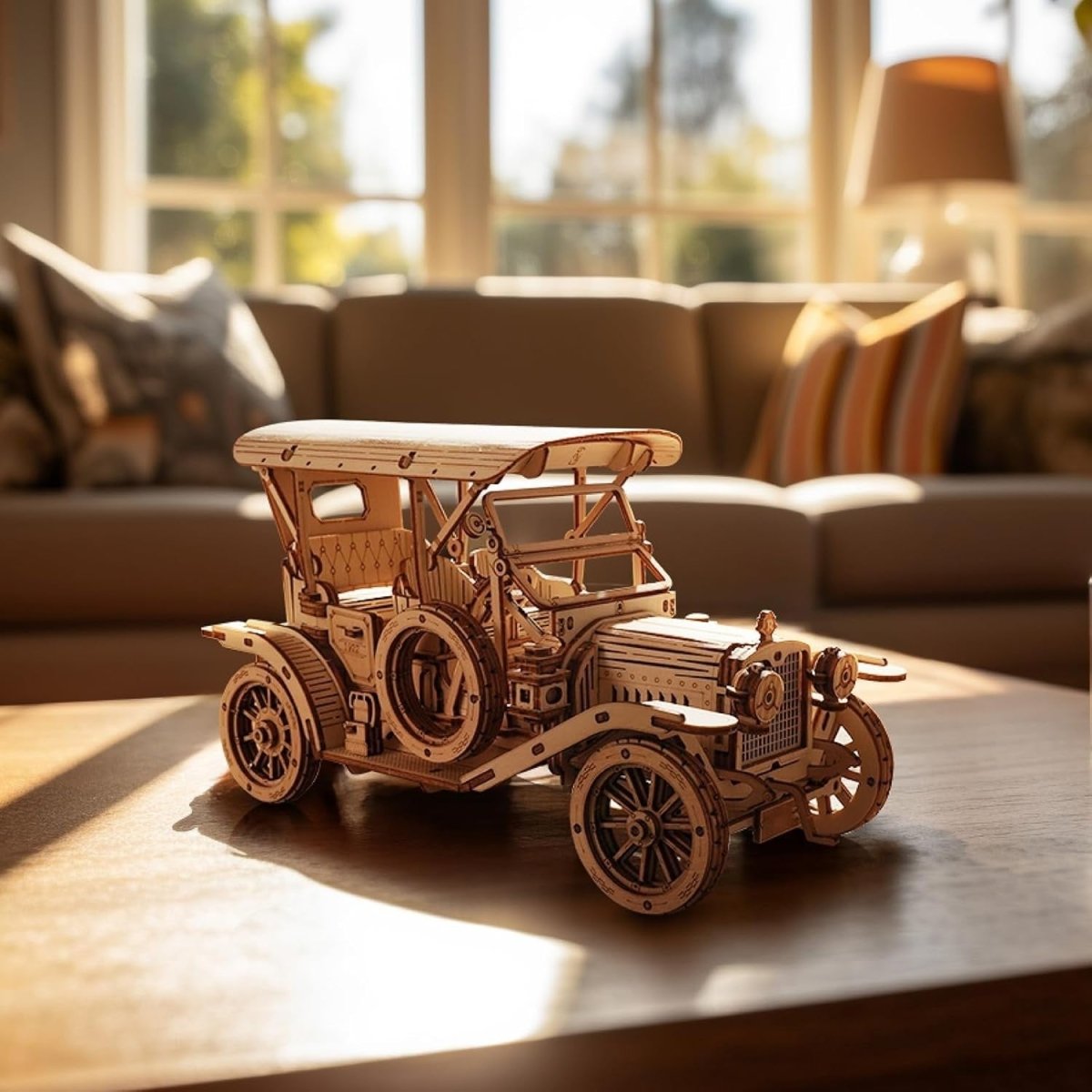 Vintage Car 3D Wooden Puzzle Model Kit DIY Mechanical Craft Gift - Kwikley