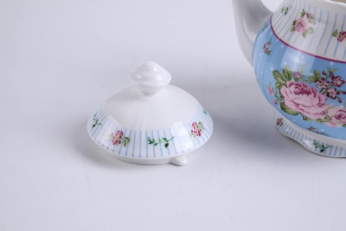 Vintage Floral Sugar Bowl & Cream Jug Set Porcelain Gift Box Blue - Kwikley