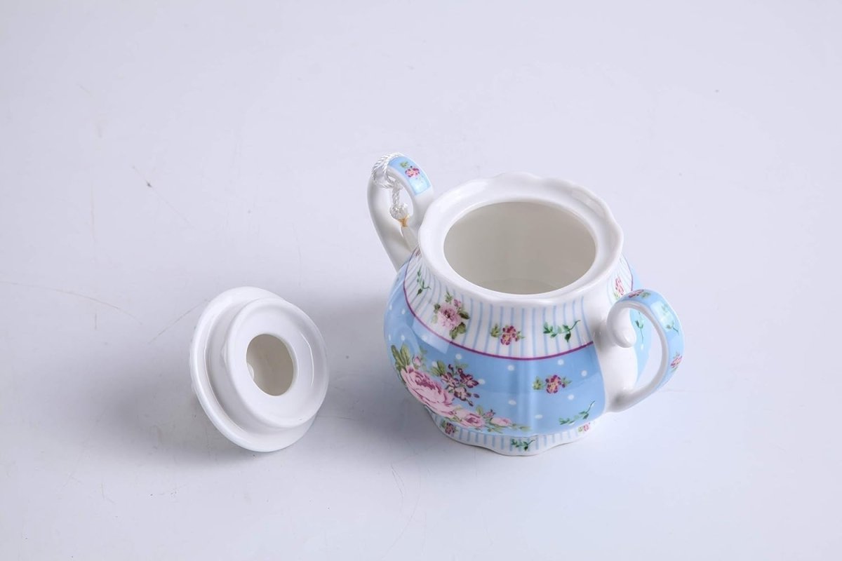 Vintage Floral Sugar Bowl & Cream Jug Set Porcelain Gift Box Blue - Kwikley
