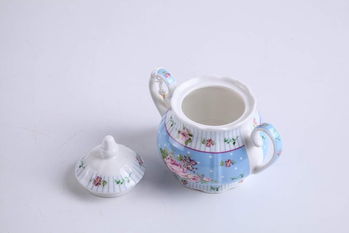 Vintage Floral Sugar Bowl & Cream Jug Set Porcelain Gift Box Blue - Kwikley