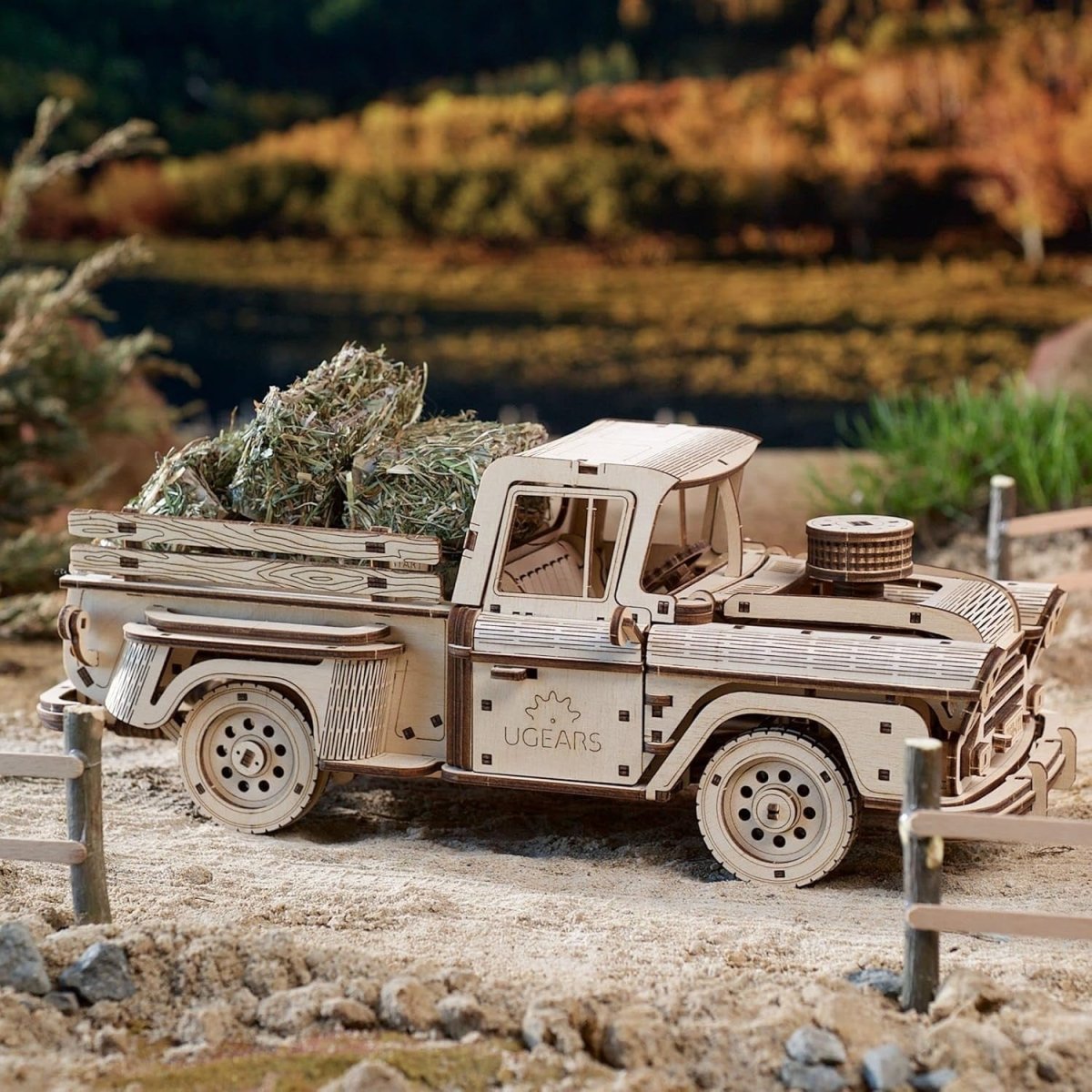 Vintage Pickup Truck 3D Wooden Puzzle V8 Engine DIY Mechanical Model Kit - Kwikley