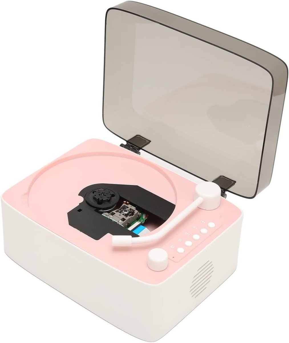 Vintage Retro CD Player HiFi Speakers Portable Bluetooth Style Pink - Kwikley