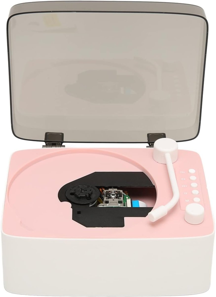 Vintage Retro CD Player HiFi Speakers Portable Bluetooth Style Pink - Kwikley