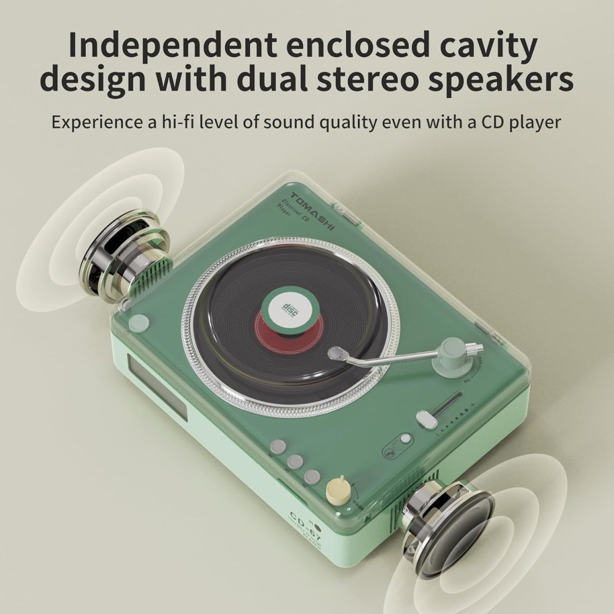 Vintage Style CD Player Bluetooth 5.3 Stereo Speakers USB TF Remote White - Kwikley