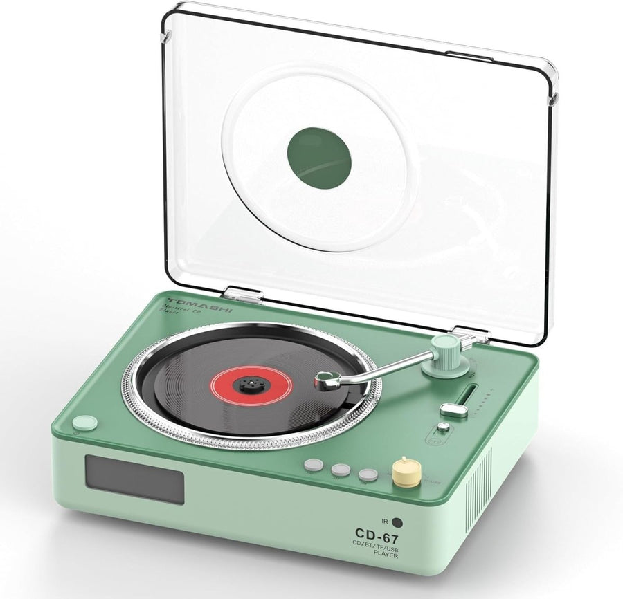 Vintage Style CD Player Bluetooth 5.3 Stereo Speakers USB TF Remote White - Kwikley