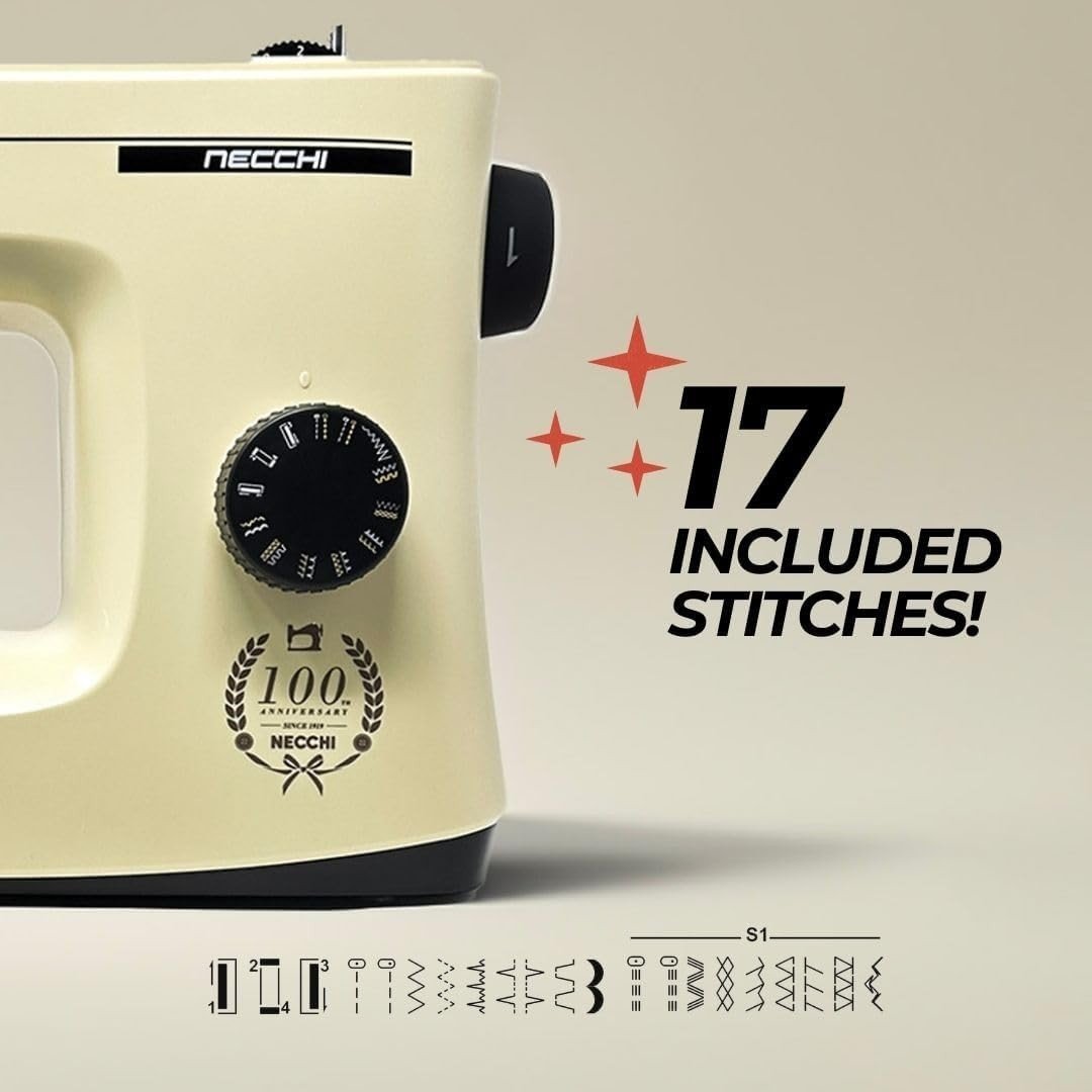 Vintage Style Sewing Machine 17 Stitches Metal Frame LED Light - Kwikley