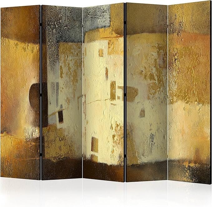 Vintage Texture Room Divider 225×172cm 5 - Panel Modern Folding Privacy Screen - Kwikley
