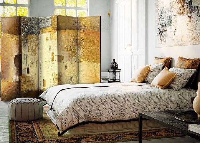Vintage Texture Room Divider 225×172cm 5 - Panel Modern Folding Privacy Screen - Kwikley