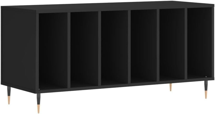 Vinyl Record Cabinet Storage Stand Turntable Media Unit Black Wood - Kwikley