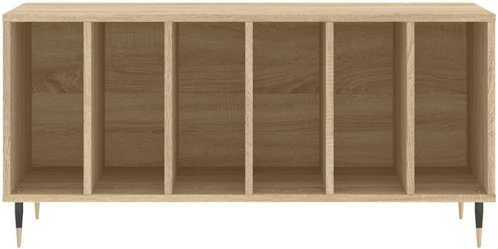Vinyl Record Cabinet Storage Stand Turntable Media Unit Sonoma Oak - Kwikley
