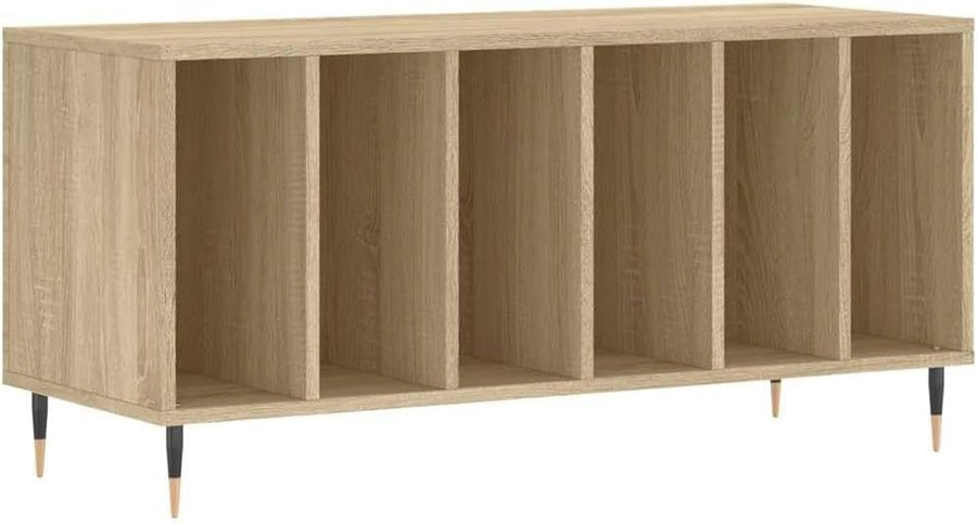 Vinyl Record Cabinet Storage Stand Turntable Media Unit Sonoma Oak - Kwikley