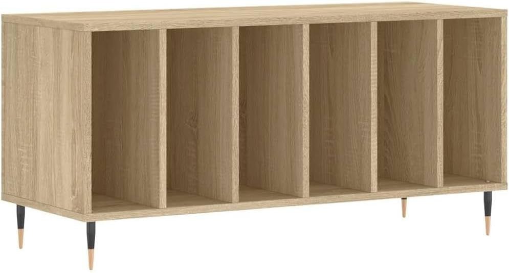 Vinyl Record Cabinet Storage Stand Turntable Media Unit Sonoma Oak - Kwikley