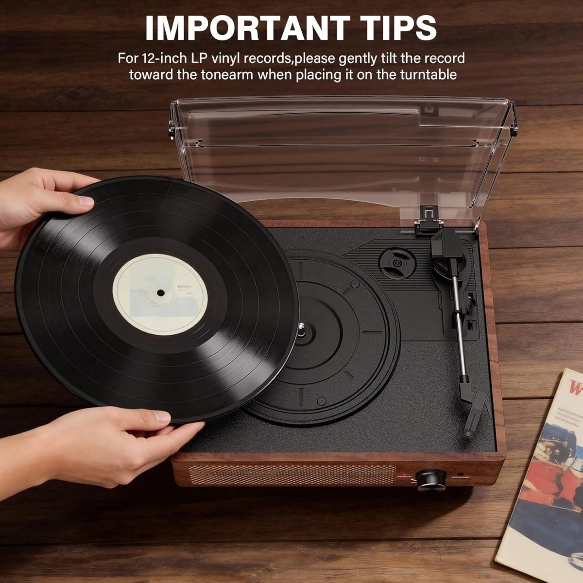 Vinyl Record Player Bluetooth 3 Speed Portable Turntable Orange - Kwikley