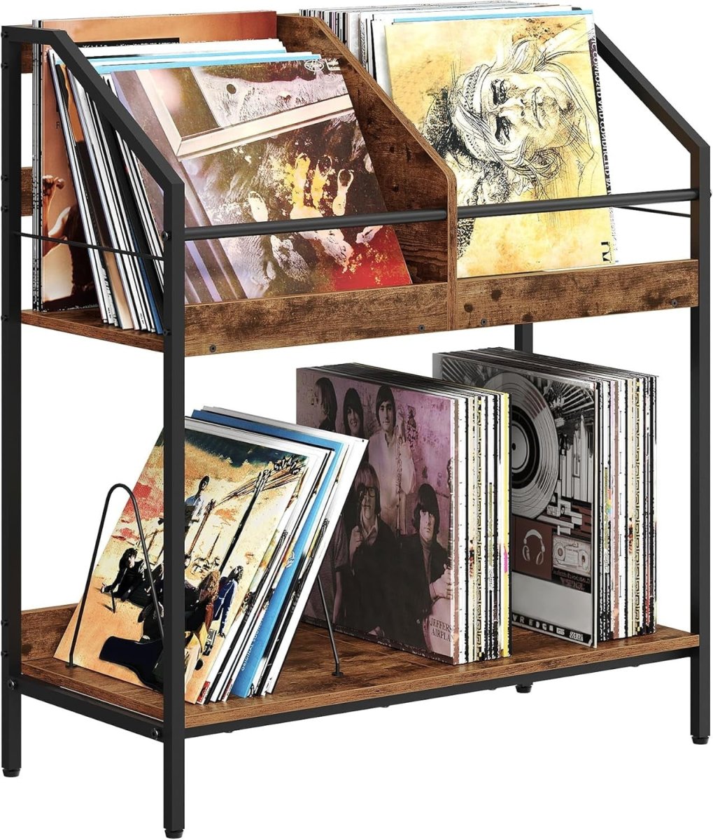 Vinyl Record Storage Rack 250 LP Album Holder 2 Tier Display Shelf - Kwikley