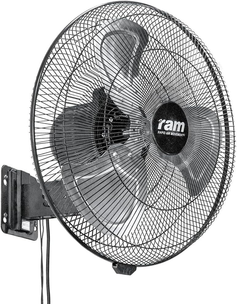 Wall Fan 18 Inch 3 - Speed Heavy Duty Oscillating Air Circulator Pull Cord Cooling - Kwikley
