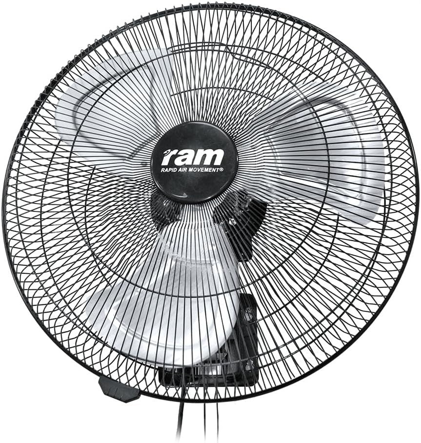 Wall Fan 18 Inch 3 - Speed Heavy Duty Oscillating Air Circulator Pull Cord Cooling - Kwikley