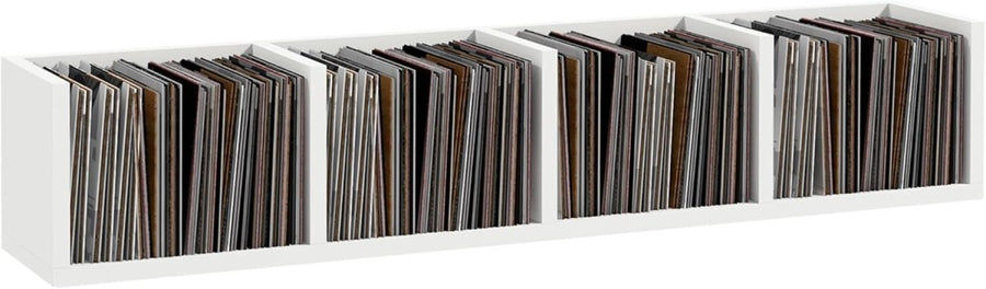 Wall Mount CD DVD Blu Ray Storage Shelf 4 Cube Media Rack White 95cm - Kwikley