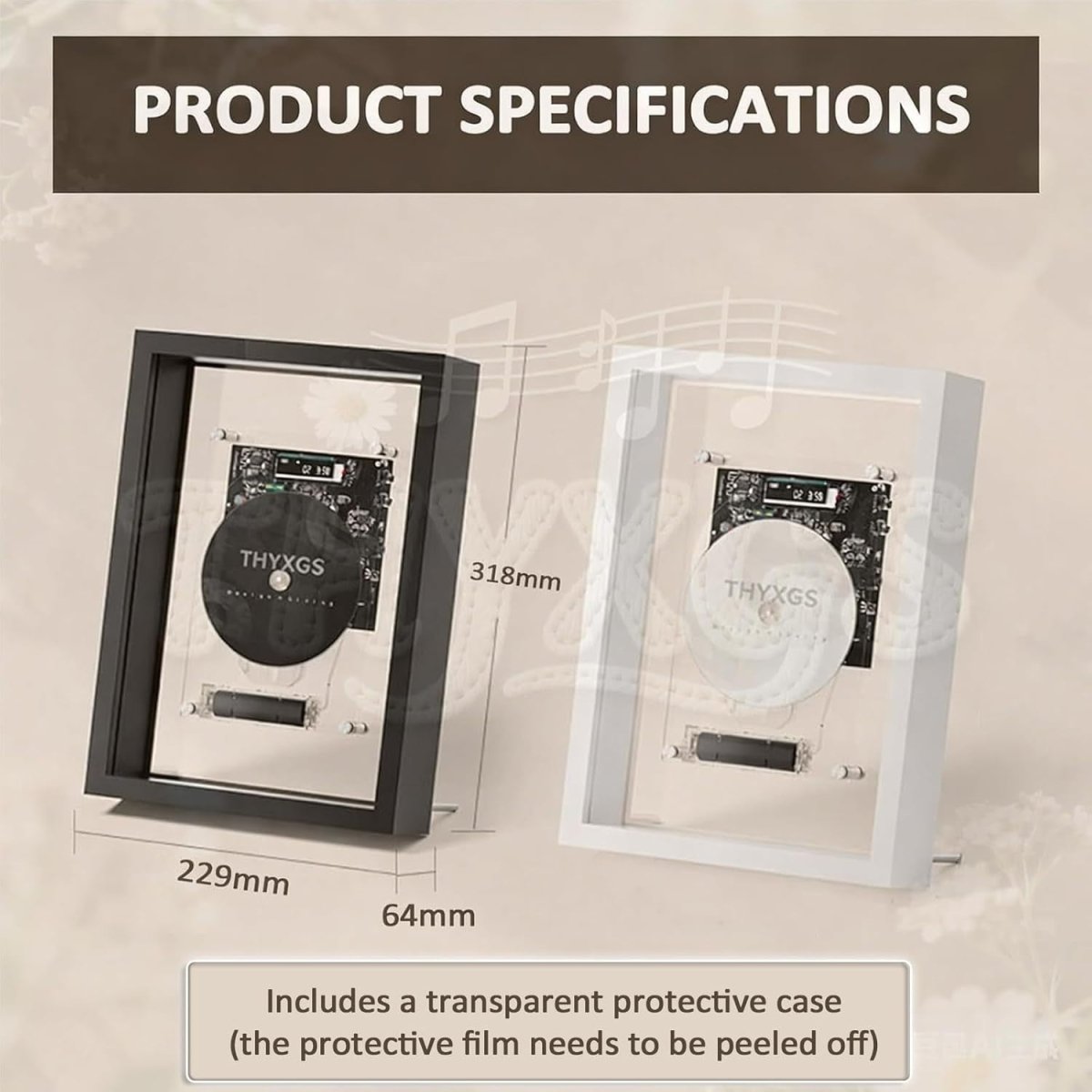 Wall Mount CD Player Bluetooth AUX Decorative Frame Remote Black - Kwikley