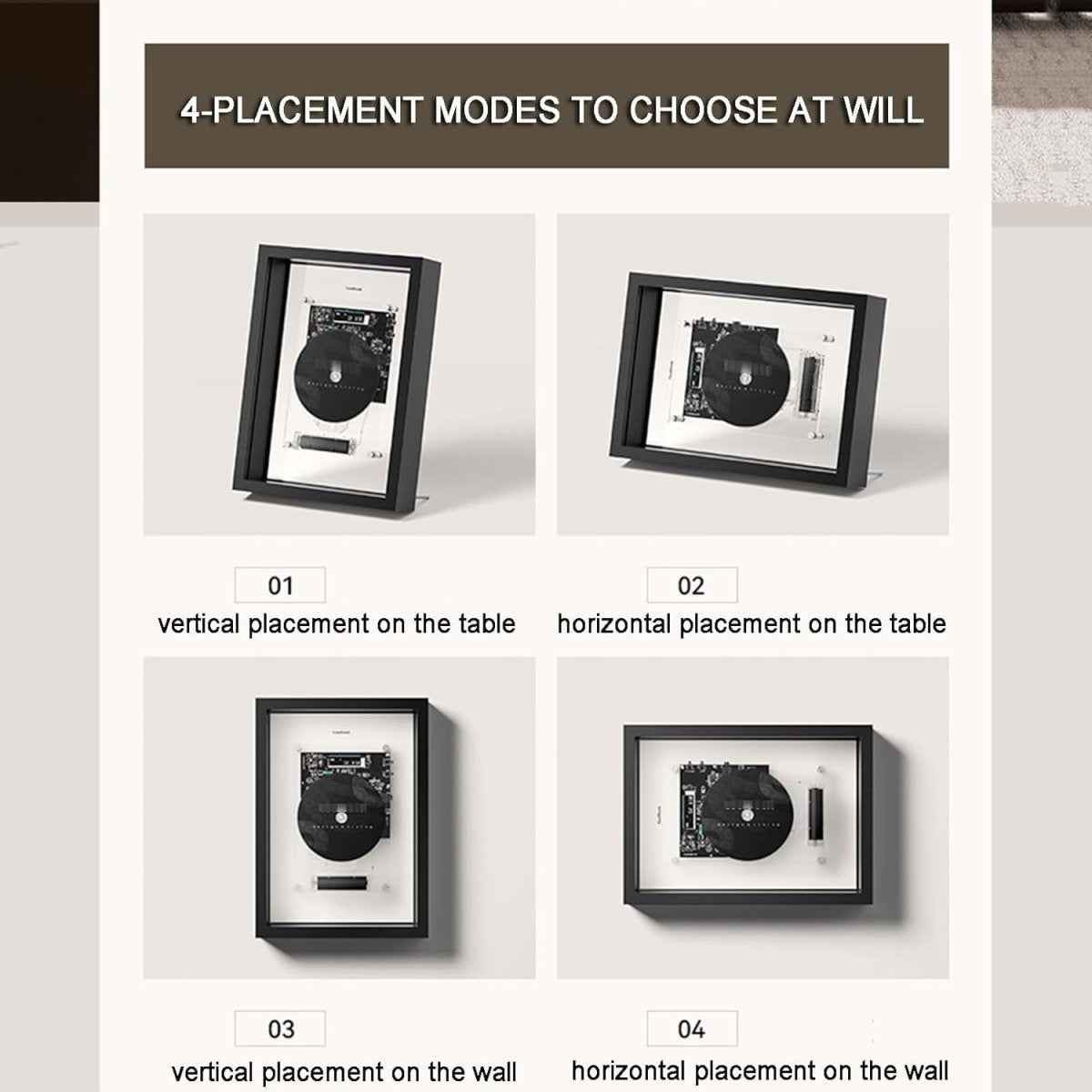 Wall Mount CD Player Bluetooth AUX Decorative Photo Frame Remote - Kwikley