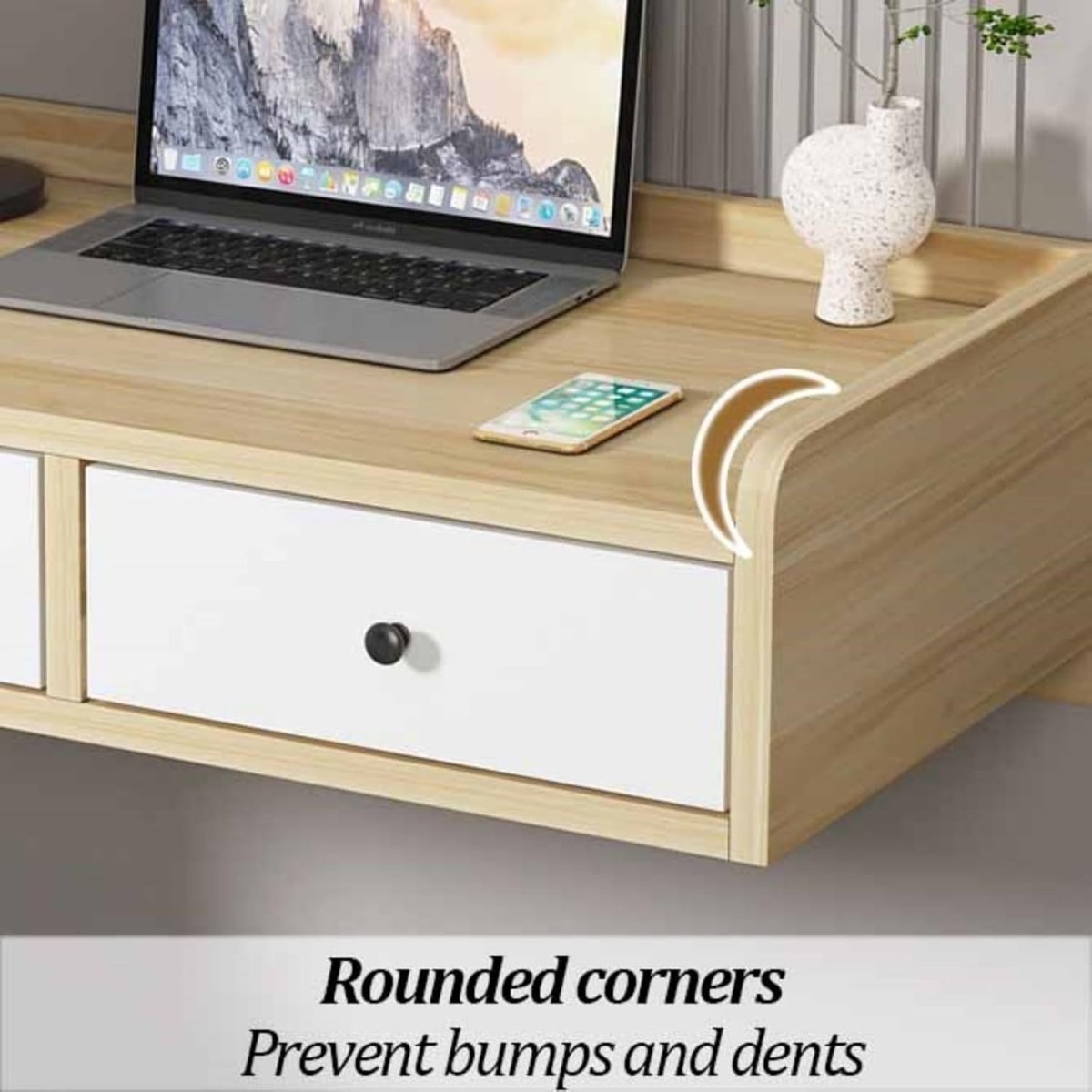 Wall - Mounted Floating Vanity Makeup Desk Small Space Storage Shelf Decor A Colou - Kwikley