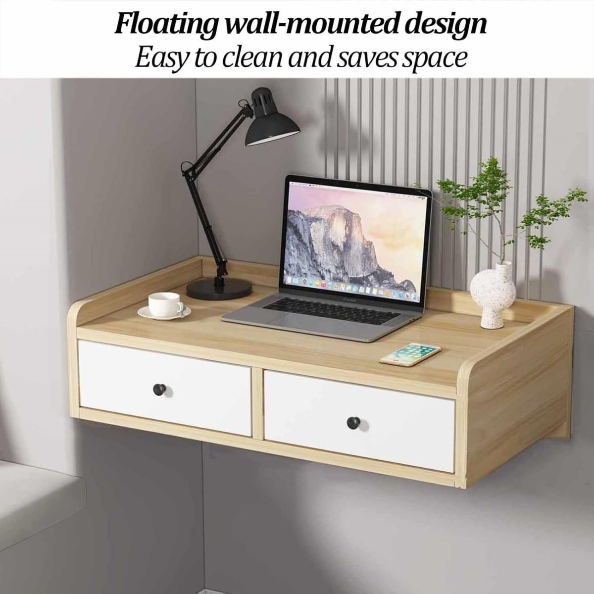 Wall - Mounted Floating Vanity Makeup Desk Small Space Storage Shelf Decor A Colou - Kwikley