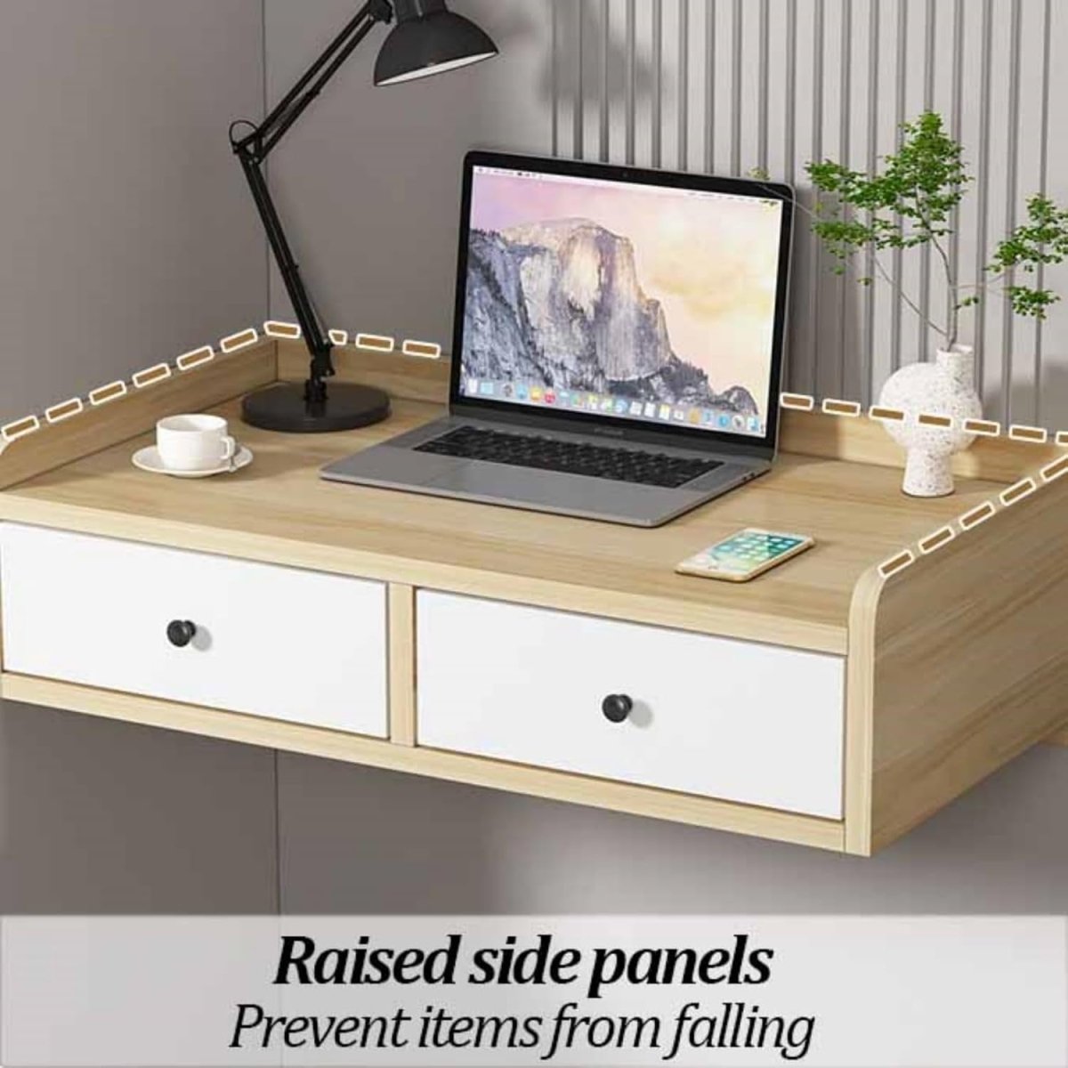 Wall - Mounted Floating Vanity Makeup Desk Small Space Storage Shelf Decor A Colou - Kwikley