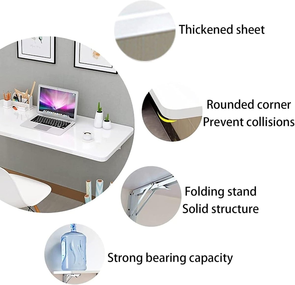 Wall - Mounted Folding Desk 40x30cm Compact Drop - Leaf Table White Space Saver - Kwikley