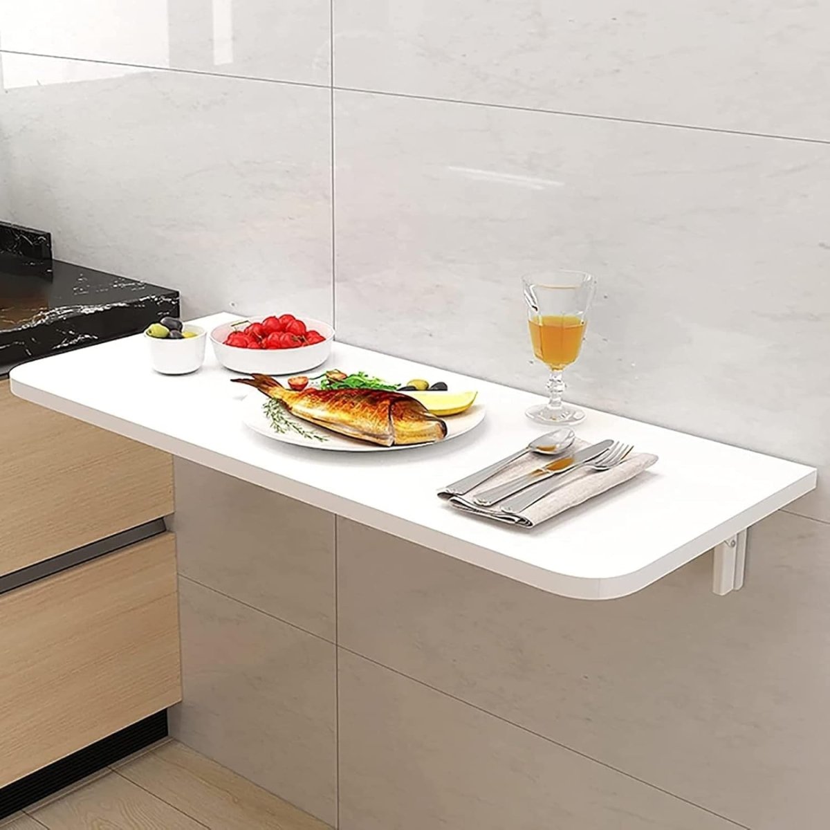 Wall - Mounted Folding Desk 40x30cm Compact Drop - Leaf Table White Space Saver - Kwikley