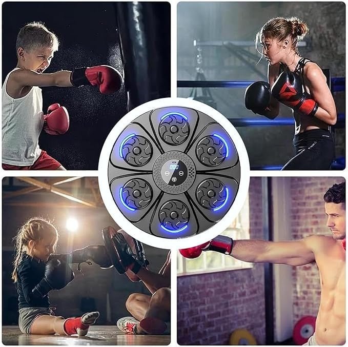 Wall Mounted Music Boxing Machine Smart LED Punch Trainer Bluetooth - Kwikley