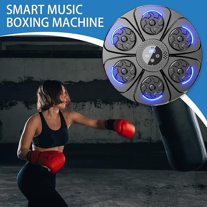 Wall Mounted Music Boxing Machine Smart LED Punch Trainer Bluetooth - Kwikley