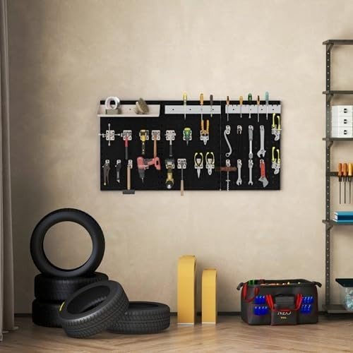 Wall - Mounted Pegboard 120x60cm with 28 Accessories Metal Tool Organizer - Kwikley