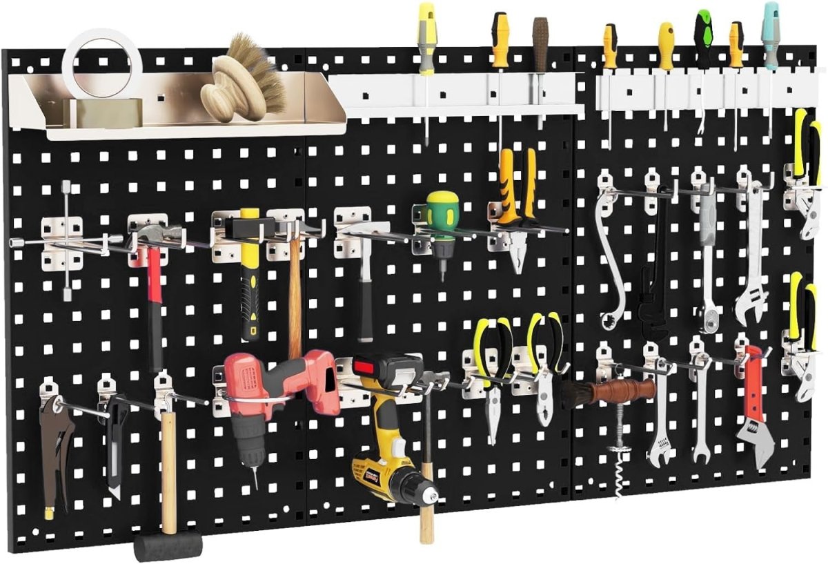 Wall - Mounted Pegboard 120x60cm with 28 Accessories Metal Tool Organizer - Kwikley