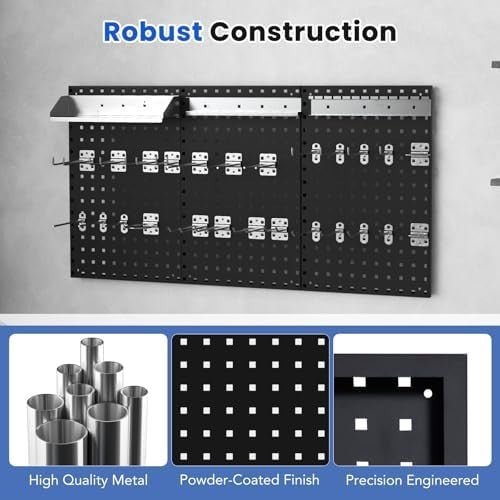 Wall - Mounted Pegboard 120x60cm with 28 Accessories Metal Tool Organizer - Kwikley