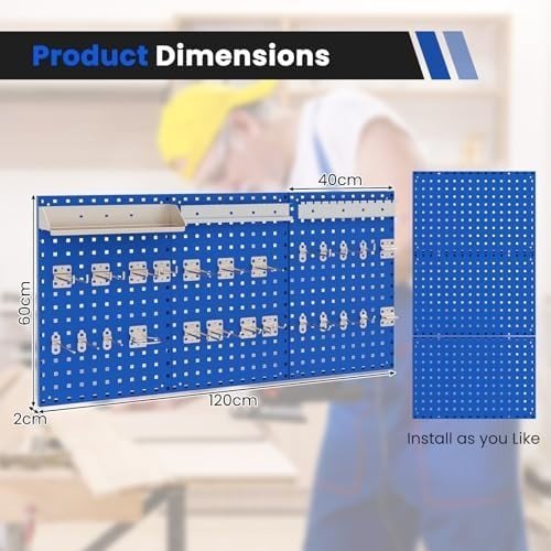 Wall - Mounted Pegboard 120x60cm with 28 Accessories Tool Organizer Kit - Kwikley
