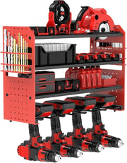 Wall - Mounted Power Tool Rack 4 - Tier Screwdriver & Plier Holder Red - Kwikley