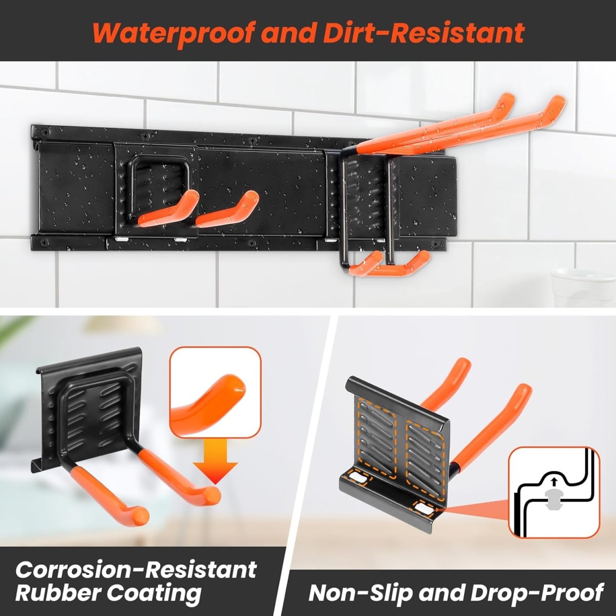 Wall Mounted Tool Organizer Rack 48 Inch Heavy Duty Hooks - Kwikley