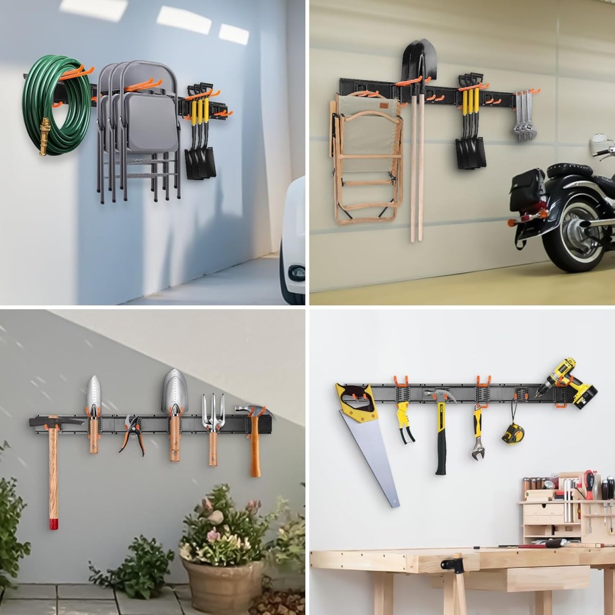 Wall Mounted Tool Organizer Rack 48 Inch Heavy Duty Hooks - Kwikley