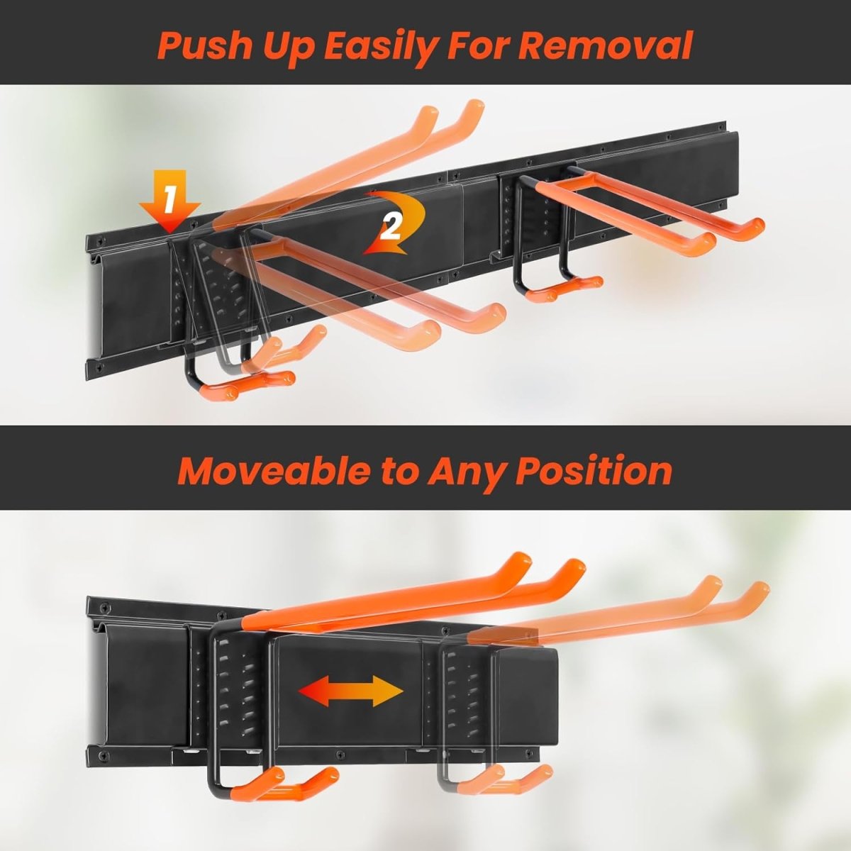 Wall Mounted Tool Organizer Rack 48 Inch Heavy Duty Hooks - Kwikley