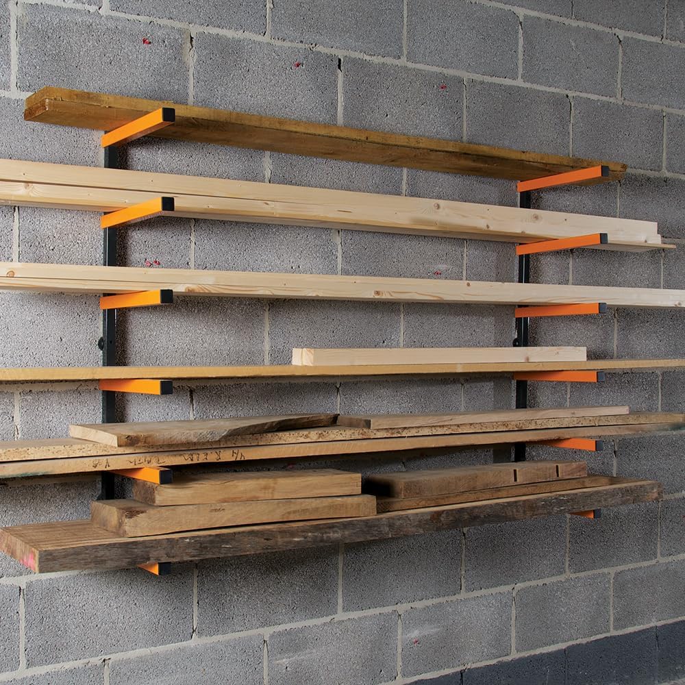 Wall Mounted Wood Rack 6 Level Steel Lumber Storage System - Kwikley