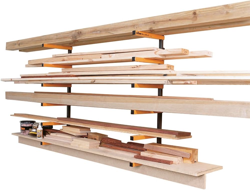 Wall Mounted Wood Rack 6 Level Steel Lumber Storage System - Kwikley