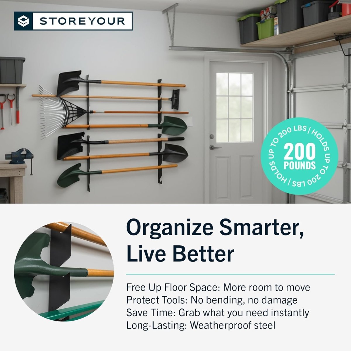 Wall Tool Organizer Rack Heavy Duty Steel Garage Storage - Kwikley