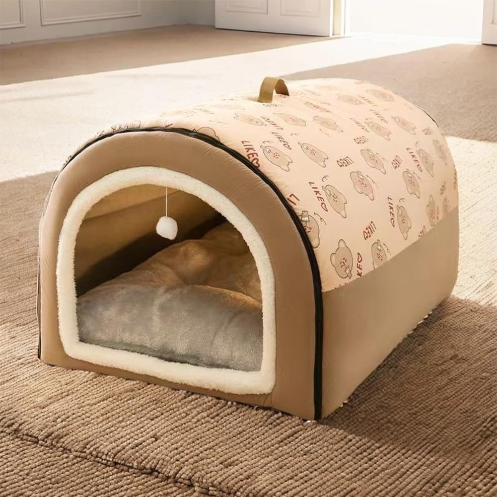 Warm Winter Dog House Bed Detachable Soft Cotton Puppy Tent Cat Shelter 60cm - Kwikley