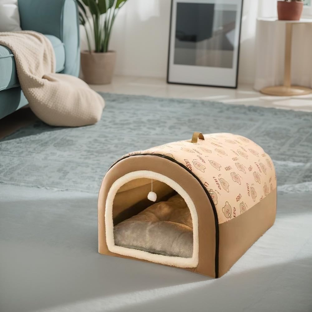 Warm Winter Dog House Bed Detachable Soft Cotton Puppy Tent Cat Shelter 60cm - Kwikley