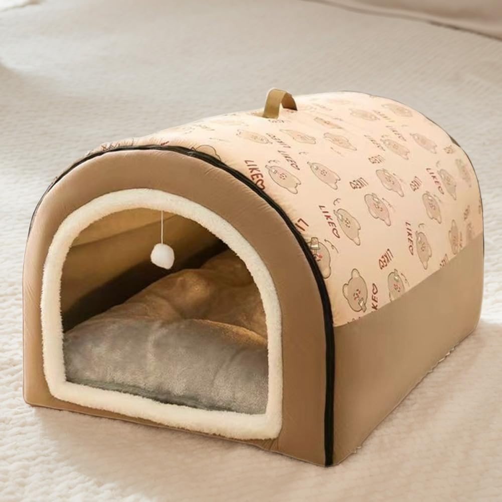 Warm Winter Dog House Bed Detachable Soft Cotton Puppy Tent Cat Shelter 60cm - Kwikley
