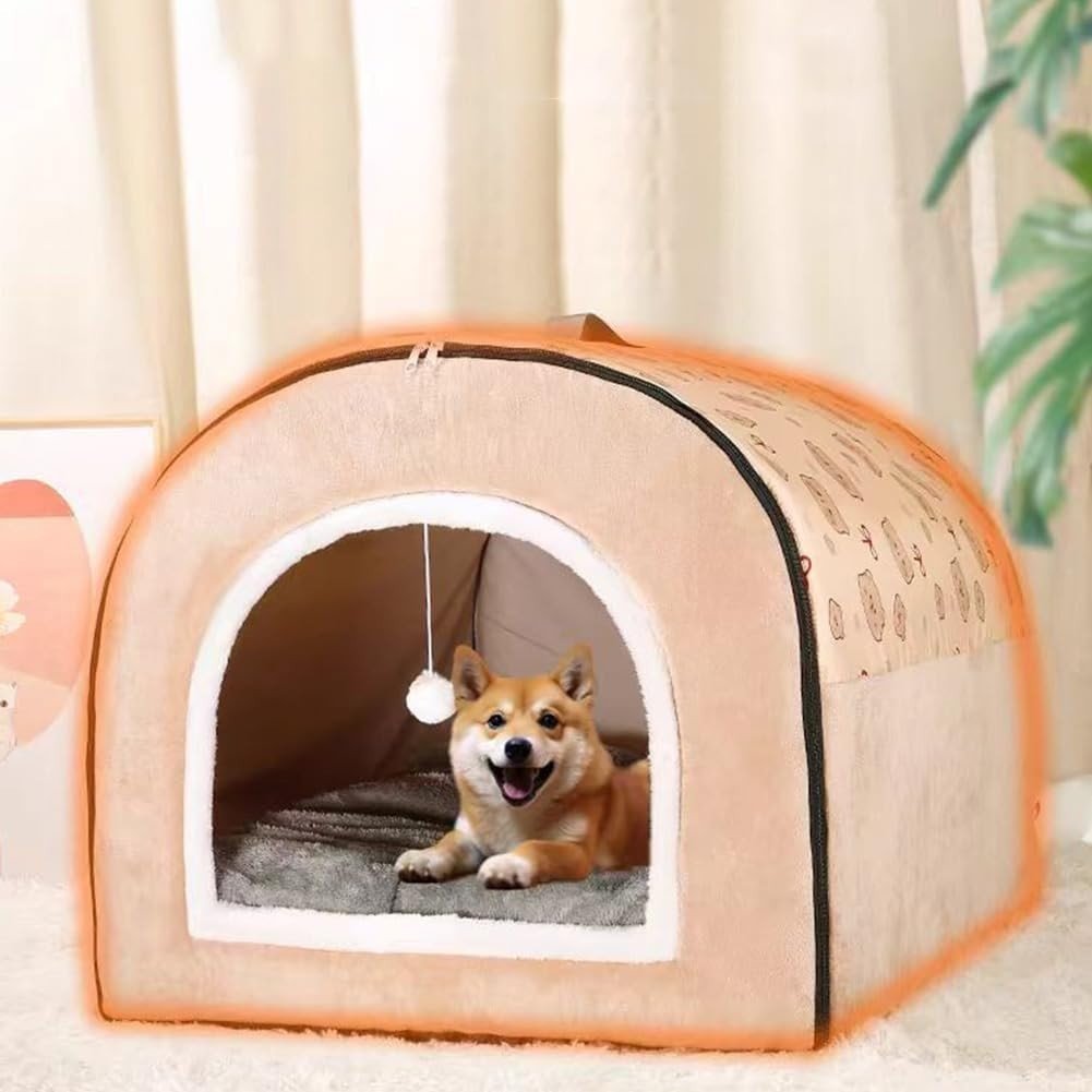 Warm Winter Dog House Bed Detachable Soft Cotton Puppy Tent Cat Shelter 60cm - Kwikley