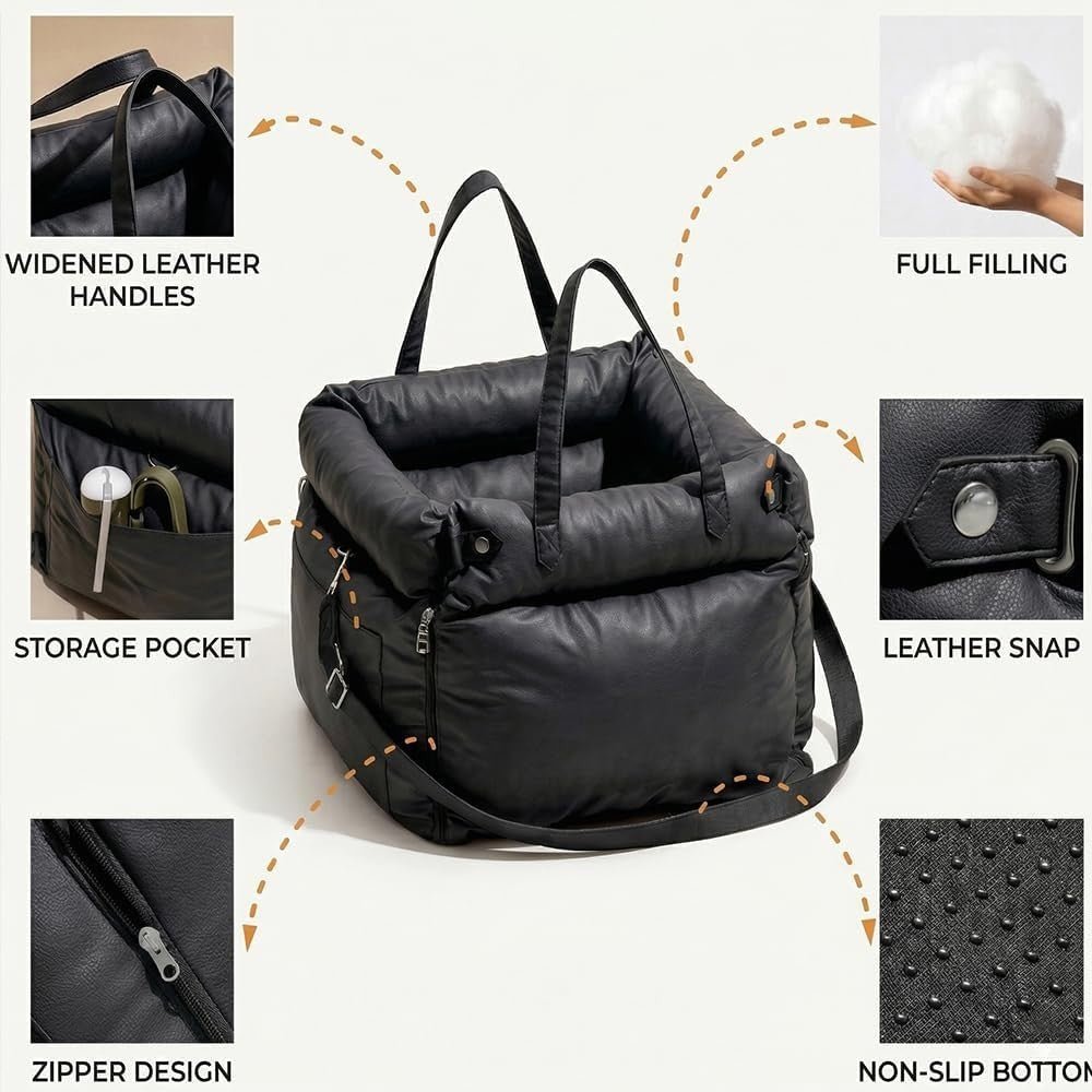 Waterproof Dog Car Seat 3 in 1 Booster Travel Bed Carrier 20kg Black - Kwikley