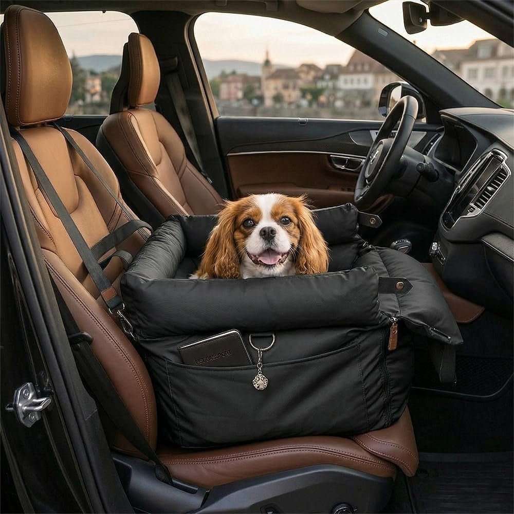 Waterproof Dog Car Seat 3 in 1 Booster Travel Bed Carrier 20kg Black - Kwikley
