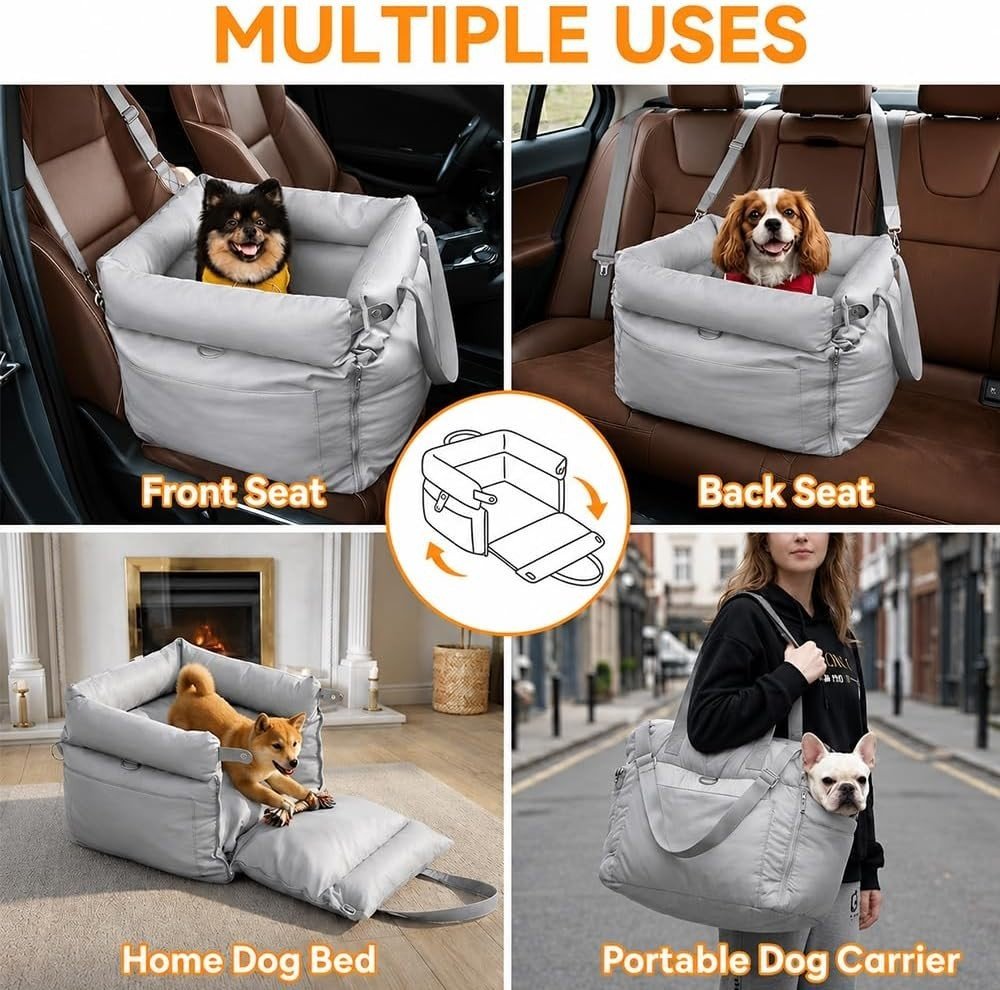 Waterproof Dog Car Seat 3 in 1 Booster Travel Bed Carrier Up to 20kg - Kwikley