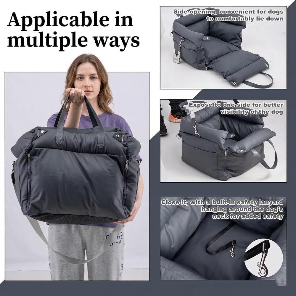 Waterproof Dog Car Seat 3 in 1 Travel Bed Booster Carrier Up to 20kg - Kwikley